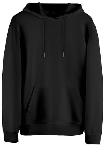 Cotton Prime Bequemer und Stilvoller Unisex Kaputzenpullover Hoody Sweatshirt für Damen und Herren, Schwarz, Gr. XL