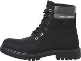 JACK & JONES Jfwfinius Pu Nubuck Boot, Stivali Uomo, Logo con Dettagli Antracite, 45 EU