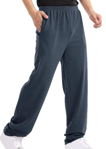 Atmungsaktiv Komfort Outdoorhose Männer Elastisch Taille Freizeithose Für Herren Große Größen Lässig Einfarbig Stretch Hosen Baggy Mid Waist Jogginghose Langes Gerade Bein Haushose (Dark Gray, XXL)