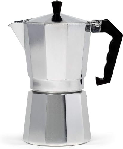 GREAT AIGOO Cafetera Italiana Aluminio para Espressos, 1-12 Tazas, Apto con gas, induccion y vitroceramica (9 Tazas)