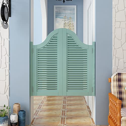 Wooden Cafe Swing Doors, Louvered Saloon Swing Door for Shop Closet Study, Automatic Closing Fence Half Waist Doors Partition, Solid Wood Stop Patio Door Swinging Open (Size : W110cmxL90cm (43.3inx35