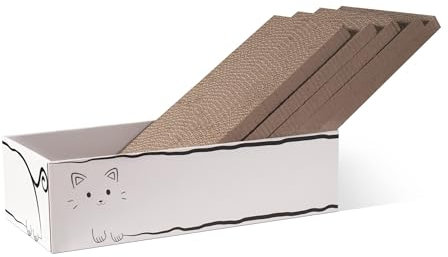 Cardboard Scratcher Pad Scratching Post, 5 PCS Cat Scratcher with Box,Cat Scratch Pad for Indoor Cats Durable Scratch Cardboard Refill Lounge Bed for Cats Scratching Playing Sleeping (42x30x14.5 CM)