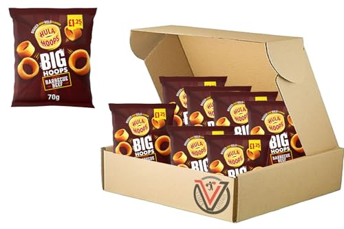Hula Hoops Big Hoops Crisps 70g, PMP (20 Packs, BBQ Beef)