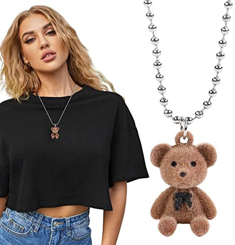 Huyeruie Teddybär-Halskette, elegante Teddybär-Halskette, elegante Halskette mit Bären-Anhänger, für Schmuck, Geschenk, Bären-Anhänger, Schmuck, Halskette, Teddybär, Little Bear, riferimento alla