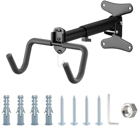 Bike Wall Mount Hanger up to 30 kg, Adjustable Bike Storage Rack Bike Hook Foldable Bike Hanger for Garage, Bicycle Wall Mounted Rack for E-Bike, Road and Mountain Bike