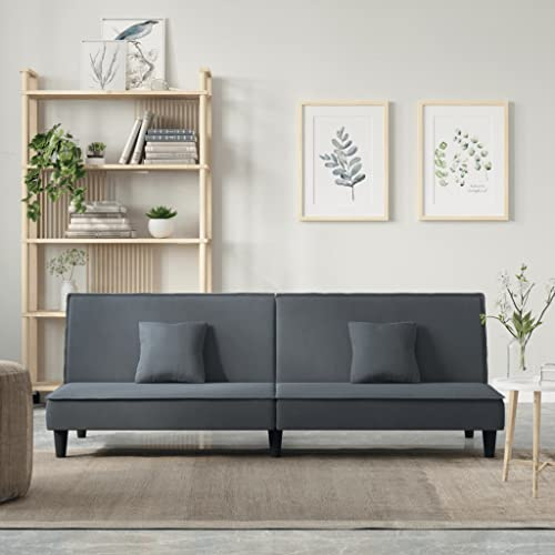 Willood Schlafsofa Dunkelgrau Samt Ausziehbares Schlafsofa