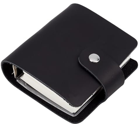 CRASPIRE Leather Journal Notebook Small A9 Travel Vintage Daily Memo Planner Paper 3.5 x 3.7in 120 Pages Lock Closure Refill Portable Notepad for Man Women Gifts Artist Traveler Writing Drawing Black