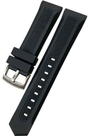 Clouismus 19 mm 20 mm schwarzes Naturkautschuk-Silikon-Armband 21 mm 22 mm passend für Tag Heuer CARRERA F1 AQUARACER Heuer-Schnalle Uhrenarmband-Werkzeuge(21mm)