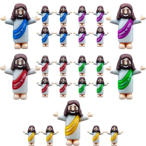 Seprochoo Kleine Jesus-Figuren, Mini-Jesus-Figuren, Taschen-Jesus, religiöse Geschenke für Ostereier, Weihnachtsdekorationen (25, mehrfarbig)