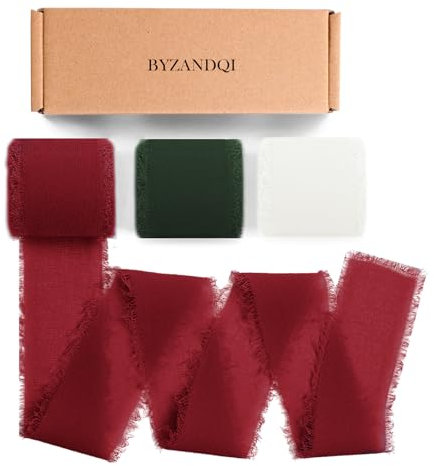 BYZANDQI Schleifenband 3,8cm x 18m Breit Chiffonband Weihnachten Dekoband Geschenkband Stoffband Seidenband