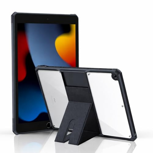 Clear Case for iPad 10.2 Inch 2021/2020/2019 Case with Stand, iPad 9th/8th/7th Generation Transparent Case Back Cover Kickstand Case Slim Light Drop Safe