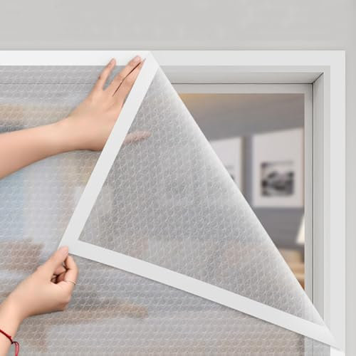FENGSHOUU Winter-Fenster-isolierset,Fenster-Isolierfolie,Thermo Isolier Schutz Vorhang,Regendicht,KäLteschutz,Wärmeschutz,Winddicht,Staubdicht,Stanzfrei,Breite x Höhe (80cm x 150cm)