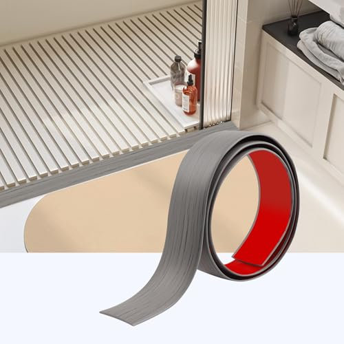 100cm*5cm Striscia di Transizione Autoadesiva, Profilo di Transizione Pavimento in PVC, Strisce di Soglia per Porte per Collegare Fessure del Pavimento(Nuovo Grigio)