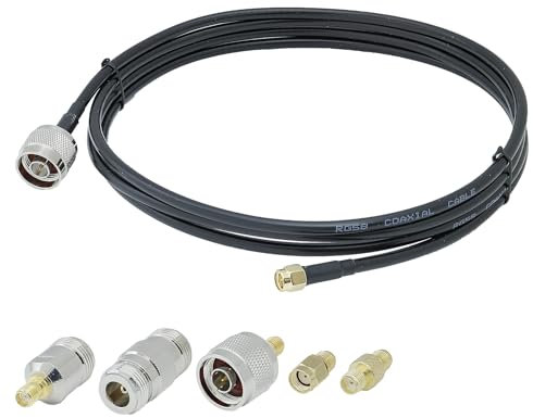 ACONRFTOL N Typ Männlich zu SMA Männlich RG58 2M Kabel + 5pcs RF Koaxial Adapter N zu SMA Wifi Antenne Verlängerungskabel Kit für WiFi 4G 5G LTE Antenne GPS WiFi
