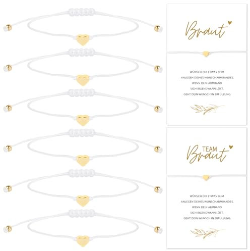 BOOMTOP 6 Stk. JGA Armbänder Frauen Junggesellenabschied Deko JGA Accessoires Team Braut Armbänder mit Herzchen Braut Team Bride Armband Set für Bachelorette Party Hochzeit