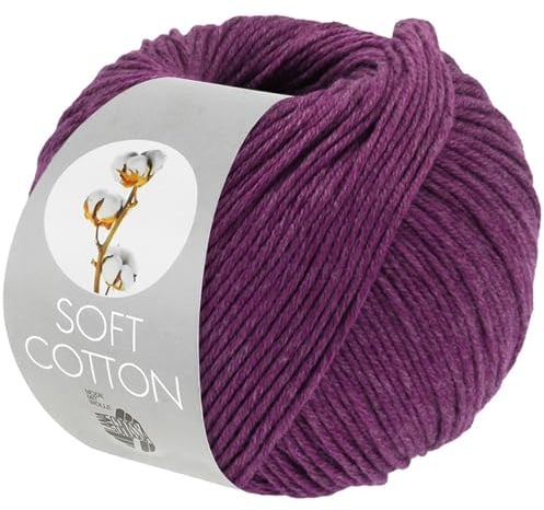 LANA GROSSA Soft Cotton | Weiches Baumwollgarn mit modernem Mikrofaseranteil | Handstrickgarn aus 70% Baumwolle & 30% Polyacryl | 50g Wolle zum Stricken & Häkeln | 140m Garn FB 61