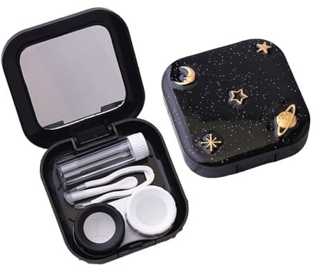GZGRYTRC 2 pcs Contact Lens Cases, Contact Lenses Applicator Included, Travel Contact Lens Solution Compatible, Coloured Contact Lenses Storage Box, Compact Design for Home & Outdoor Use