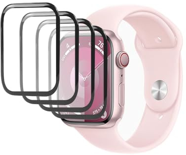 QJONSIU Compatible con 4 Pack Apple Watch SE 3 40mm Película Protectora, Cobertura total, HD Película Delgada Compuesta, Flexión Libre, Antirayaduras-Claro