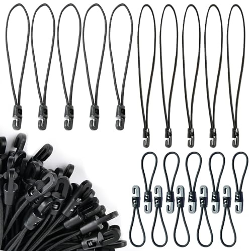 Bungee Cords with Hooks 20 Pcs - Small Bungee straps for Tarp Securing Luggage Tents Bicycles Garden Organization Available in 3 Different Lengths Bungees with Hooks