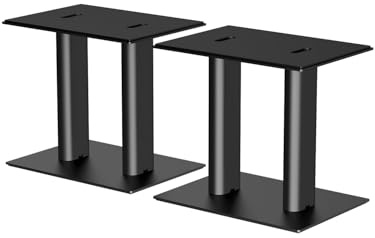 Suptek 13.7 x 9.8 Universal Desktop Speaker Stands – Pair for Bookshelf & Desktop Speakers – 12.1 Inch Tall– Sturdy Base for Studio Monitors, PC, Gaming & Home Audio, Black, SDM003XLB