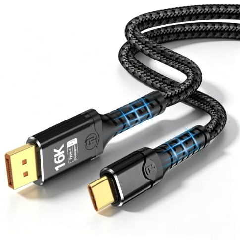 baolongking USB C to Displayport 2.1 cable, bidirectional Thunderbolt 3/4/5 to DP, supports 16K@60Hz 8K@120Hz, compatible with MacBook Pro/Air, Galaxy S25, iPad Pro, XPS 17 (3M)