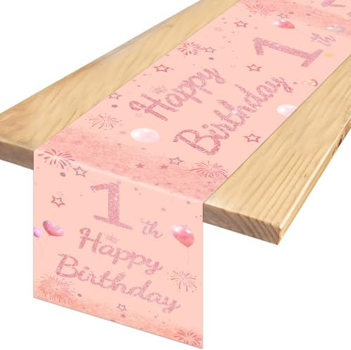 TaimeiMao Happy 1 Birthday Tischdecke 180X35cm | Tischdecke für Geburtstagsdeko 1 Jahr,Tischläufer 1. Geburtstag Mädchen Junge,Tischdeko Geburtstag für Junge Mädchen