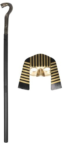 NOLITOY Ägyptisches Kinderkostüm Set Maske und Pharaonen-zepter Leichtes Party-accessoire für Halloween Karneval und Fasching für Kindergeburtstage und Kostümfeiern