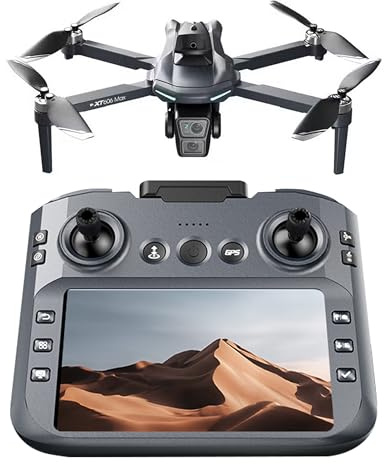 Taslo Drone with Camera 4K Professional- 5 LCD Screen- GPS Auto Return- Brushless Motor- 2 Batteries- Follow me- Orbit Flying, Brushless Motor- Obstacle Avoidance- under 249g (With GPS)