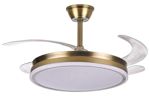 DRW Ventilateur de plafond avec lumière et 4 pales rétractables en bronze de 53 x 106 x 106 cm