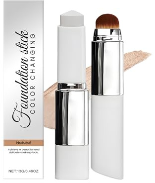 2 In 1 Foundation Stick,Color Changing Foundation Stick, Wasserfest Make Up Abdeckstift Gesicht Effektiv Bedecken Dunkle Ringe für Beine, der reife Haut wieder zum Strahlen bringt (Natürliche Farben)