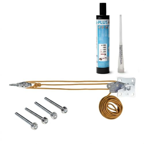 Maanta - Ancoraggio a parete per vele ombreggianti (Acciaio Zincato, Beige 1 Kit Parete Muscle x3 + 4 barre filettate + chimico)