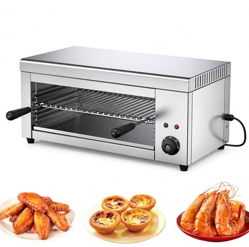2000 W salamandergrill – 122–572 °F elektrisk salamanderostsmältare med 4 justerbara gallernivåer, salamandergrill i rostfritt stål för kommersiella kök, bänk- och väggmontering