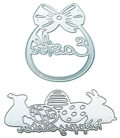 2 Stück Osterhasen Eier gestanzte Metall Prägeschablonen aus Karbonstahl für Kartenherstellung, Scrapbooking, Hasen Eier Stanze