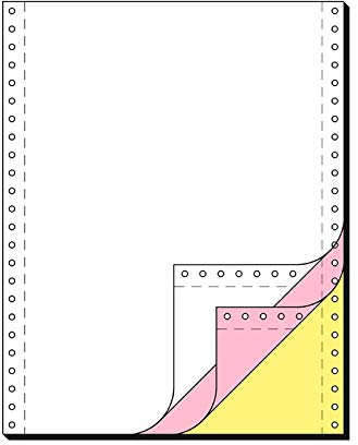 SCHÄFER SHOP Endlospapier 3fach – A4 hoch, blanko Computer Papier LP SD 54/53/55 g/qm - weiß, rosa, gelb Kopien - 600 Blatt