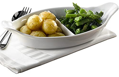 Royal Genware 2 Division Vegetable Dish 32cm | Porcelain Dishes, White Dishes, Veg Dishes, Side Dishes - Oven to Tableware