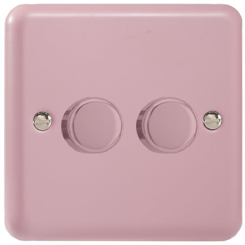 Varilight V-Pro Lily Pastel Rose Pink 2 Gang LED Trailing Edge Dimmer Switch 1 or 2 Way