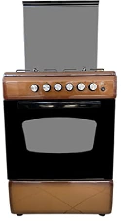 Cucina LAREL Marrone 60x60 4 fuochi con Forno a Gas metano o GPL, Grill Elettrico e Coperchio in Vetro