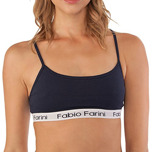 Fabio Farini Sport-BH Sports-Bra mit breitem Unterbrustband und Spaghetti-Trägern, in 3 Farben Blau L