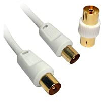 SSL Satellites 10m Gold Plated Male to Male Plug to Plug Shielded TV Coaxial Aerial Cable - White