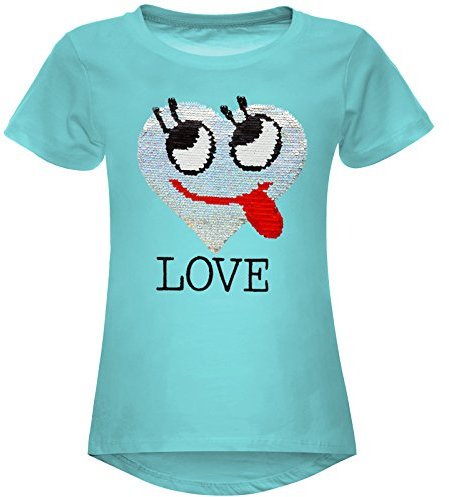 BEZLIT Mädchen Wende-Pailletten T-Shirt Herz Love Motiv 22605 Grün Größe 116