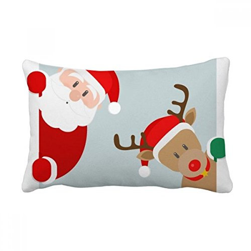 DIYthinker Weihnachten Weihnachtsmann Elk Peep Werfen Lendenkissen Kissenbezug Startseite Dekor-Geschenk 16 Zoll x 24 Zolls Mehrfarbig