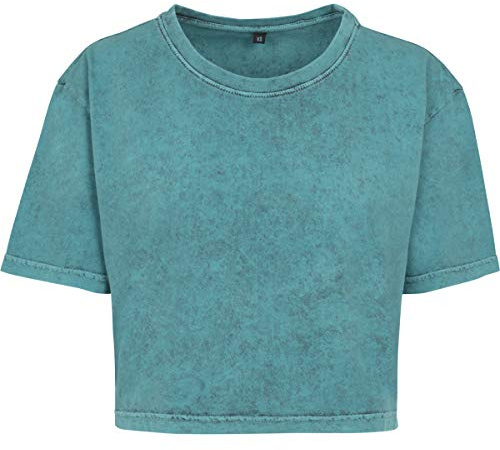 Build Your Brand Damen Ladies Acid Washed Cropped Tee T-Shirt