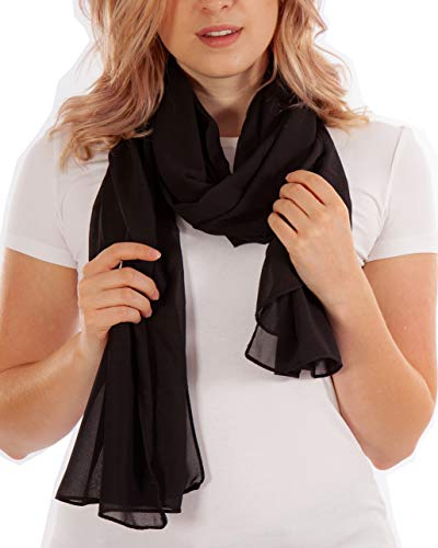 DOLCE ABBRACCIO by RiemTEX Schal Damen PRIMAVERA in Schwarz Stola XXL Tuch Halstuch aus Chiffon für Sommer Frühling Ganzjährig Schals & Tücher Multifunktionstuch (Schwarz)