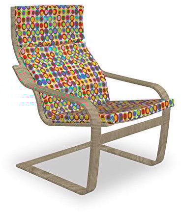 ABAKUHAUS Gekritzel Poäng Sessel Polster, Retro-Pop-Art-Kreise, Sitzkissen mit Stuhlkissen mit Hakenschlaufe und Reißverschluss, Mehrfarbig