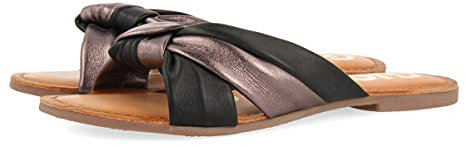 Sandalias Negras Tipo Pala Anudada para Mujer Almon