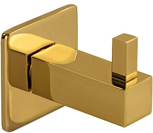 Gedotec Design Garderobenhaken Vintage Kleiderhaken Messing poliert - Trinity | Tiefe: 40 mm | Wandhaken unsichtbar verschraubt | Haken-Garderobe einzeln | 1 Stück - Einzelhaken eckig mit Schrauben