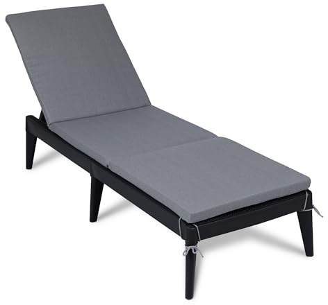 Toomax Sirolo Plus lettino prendisole antracite reclinabile con finitura in juta completo di cuscino 60x186x32,5h cm, sdraio da giardino con schienale regolabile, per esterni, terrazza e piscina