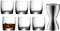 WMF Easy Plus Gin Gläser Set 6-teilig, Tumbler Glas 300 ml, Whisky Gläser & Loft Barmaß, mit 2 Einheiten, 2 cl und 4 cl, kleiner Messbecher für exaktes Dosieren, Cromargan Edelstahl mattiert