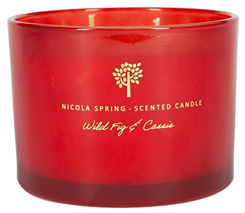 Nicola Spring Wild Fig & Cassis Scented Candle - 350g - 38 Hour Burning Time Natural Soy Wax Double Wick Candles Relaxing Fragrance Aromatherapy Gift Set