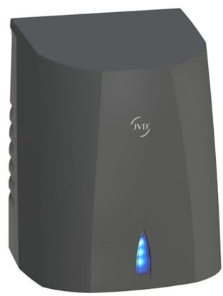 JVD Sèche-mains SupAir Automatique Noir, Air Pulsé Froid avec Eclairage bleuté, Robuste capot ABS IK9 Anti-Vandalisme, Faible consommation énergétique